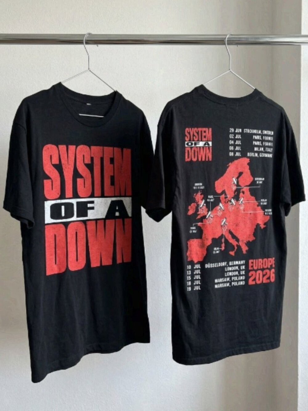 System Of A Down Europe 2026 Tour T-Shirt Black Reprint
